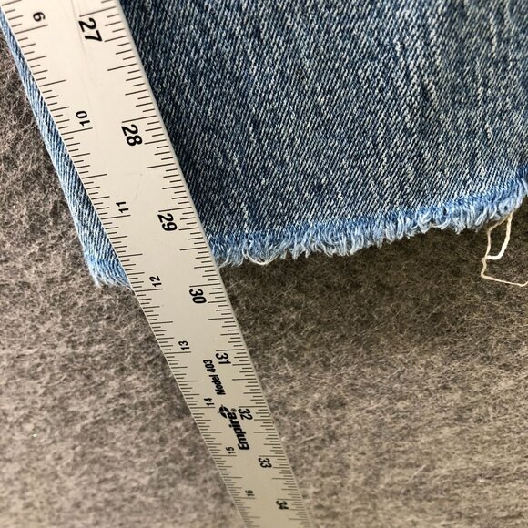 Zara High Waisted Straight Jeans Womens Size 4 Blue Button Fly Raw Hem Light - Picture 9 of 9